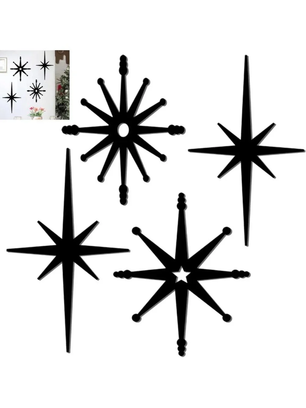 Mid Century Modern Starburst Wall Decor | Retro Metal Art Hanging Sculptures